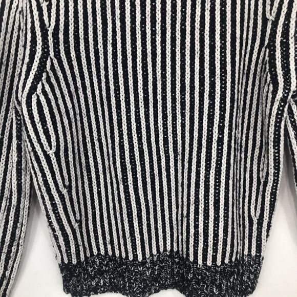 Elizabeth and James Black White Vertical Stripe Knit Crew Neck Pullover Sweater - Picture 10 of 15
